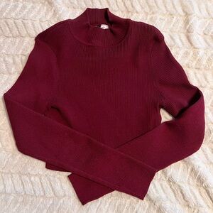 H&M Women's Cropped Burgundy Sweater